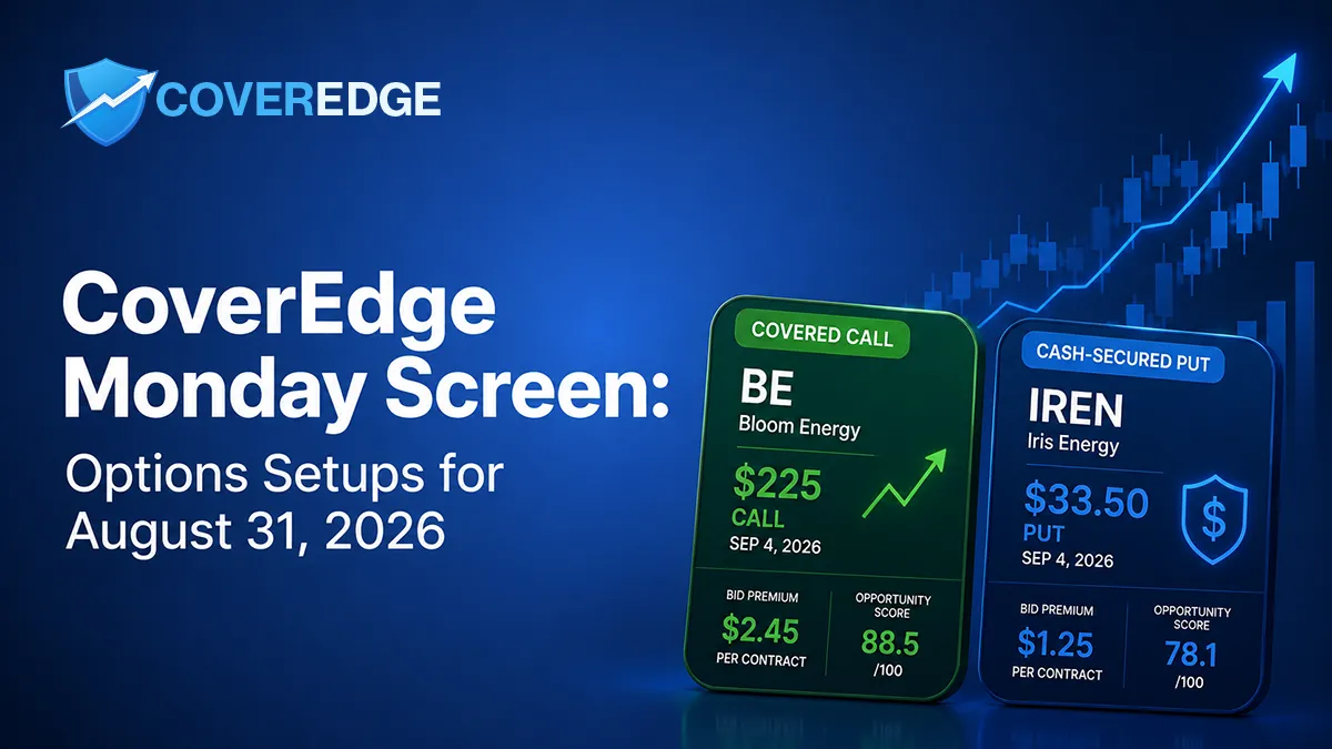 CoverEdge Monday Screen: Options Setups for August 31, 2026